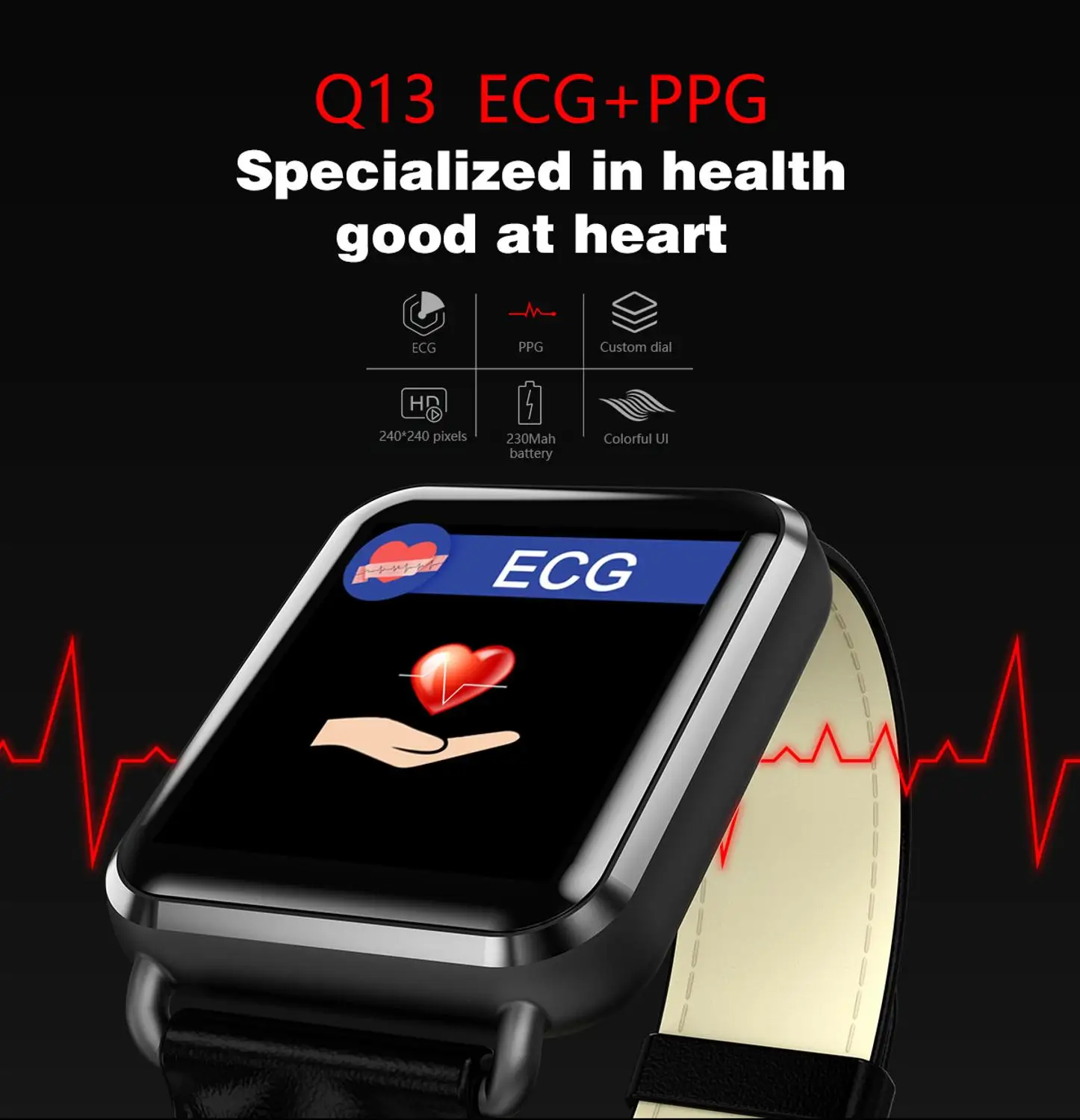 Q13 Смарт-часы ECG PPG BT для мужчин и женщин, кровяное давление, сообщение, водонепроницаемые Смарт-часы, шагомер для iOS, Android, PK, P3, smartwatc