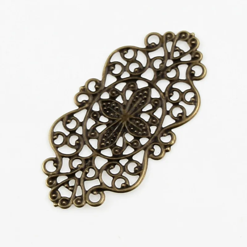 

57x18mm 25pcs Bronze Middle Flower Alloy Findings Connectors Jewelry Accessories DIY Decorative Protector Gadgets
