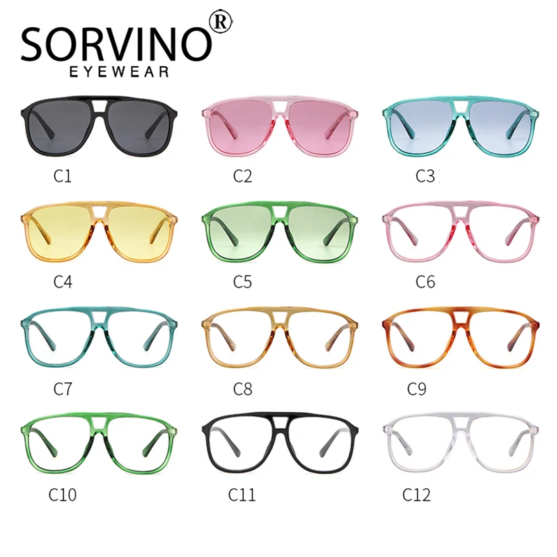 SORVINO Ретро мода пилот солнцезащитные очки бренд для женщин и мужчин 90s Мода негабаритных плоский верх прозрачные черные солнцезащитные очки большие тени SP277