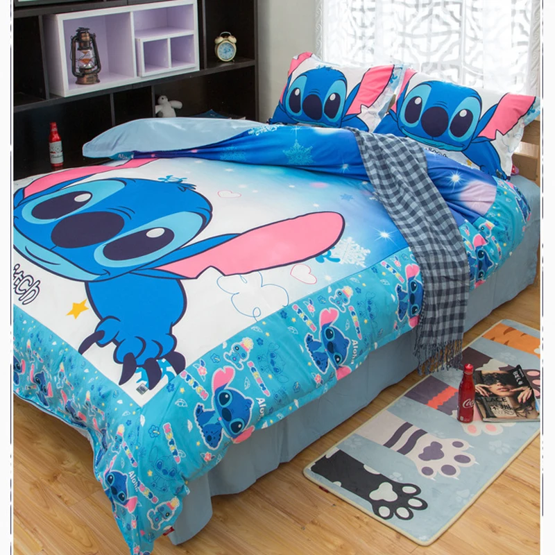 Комплект постельного белья Cartoo lilo and stitch 3 шт. Одноместный двойной полный королева