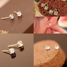 wholesale Silver Plated jewelry New Fashion 4mm 5mm Rhinestone accessories Hot Sale Luxury Zircon Stud Earrings Er201