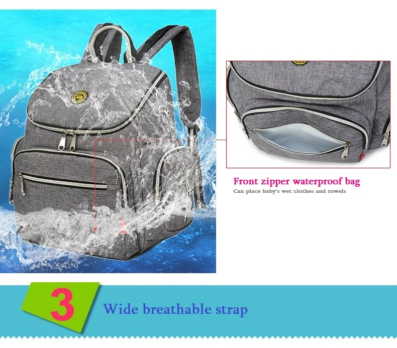 Новая детская сумка для подгузников, рюкзак для подгузников+ пеленальная подушка+ ремни для коляски+ кулер для бутылок