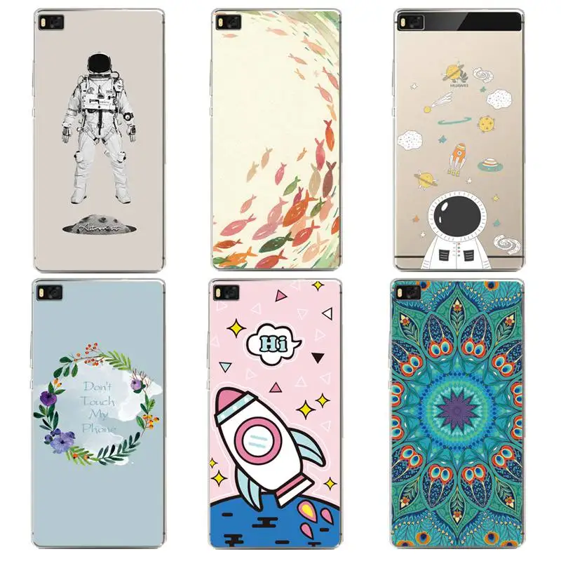 Rocket Soft Clear TPU Phone Case For huawei P10plus P8 P9lite honor 3c 4c 6a 7 8 9 5c Flora Astronaut Fish Cover Free Shipping | Мобильные