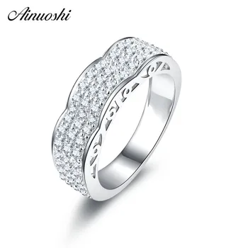 

AINUOSHI Geometry 925 Sterling Silver Wedding Rings Engagement Anniversary Lover Wave Rings Birthday Party Unique Jewelry Gifts
