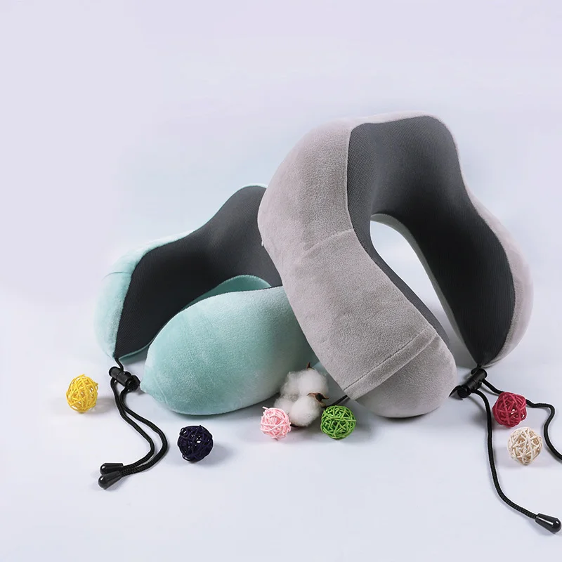 

New U Shaped Memory Cotton Neck Pillows Soft Slow Rebound Space Travel Pillow Solid Neck Cervical Healthcare Cojin AvionTravel