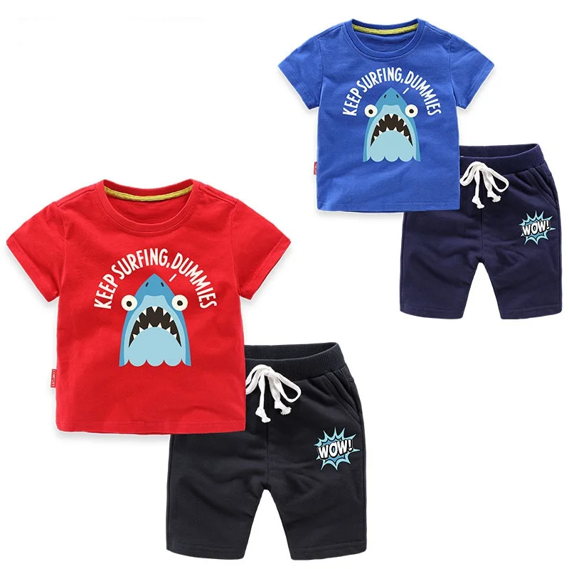 

Summer Cotton Baby Boys 2-Piece Sets Clothes Sets Children Clothing Sets Shorts+T-Shirts For 1-8 Years Old