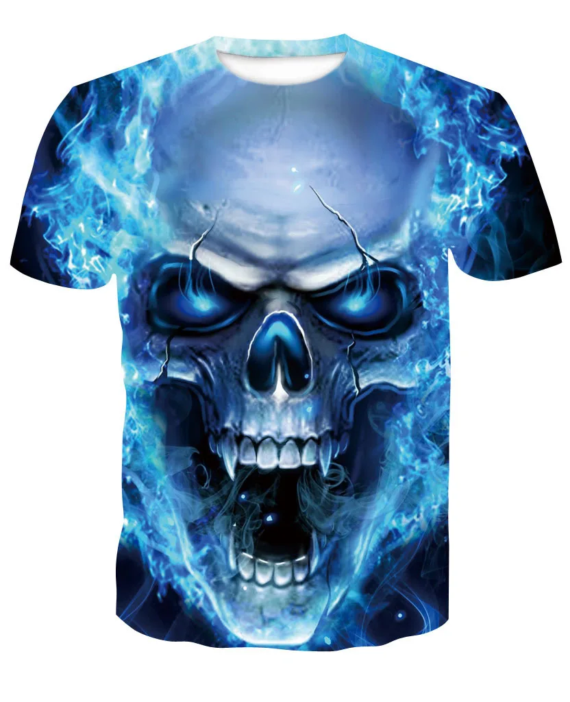 

Summer Wear New Pattern Human Skeleton Head European Trend Number Printing Short Sleeve T T-shirt Hot Sale T-shirts