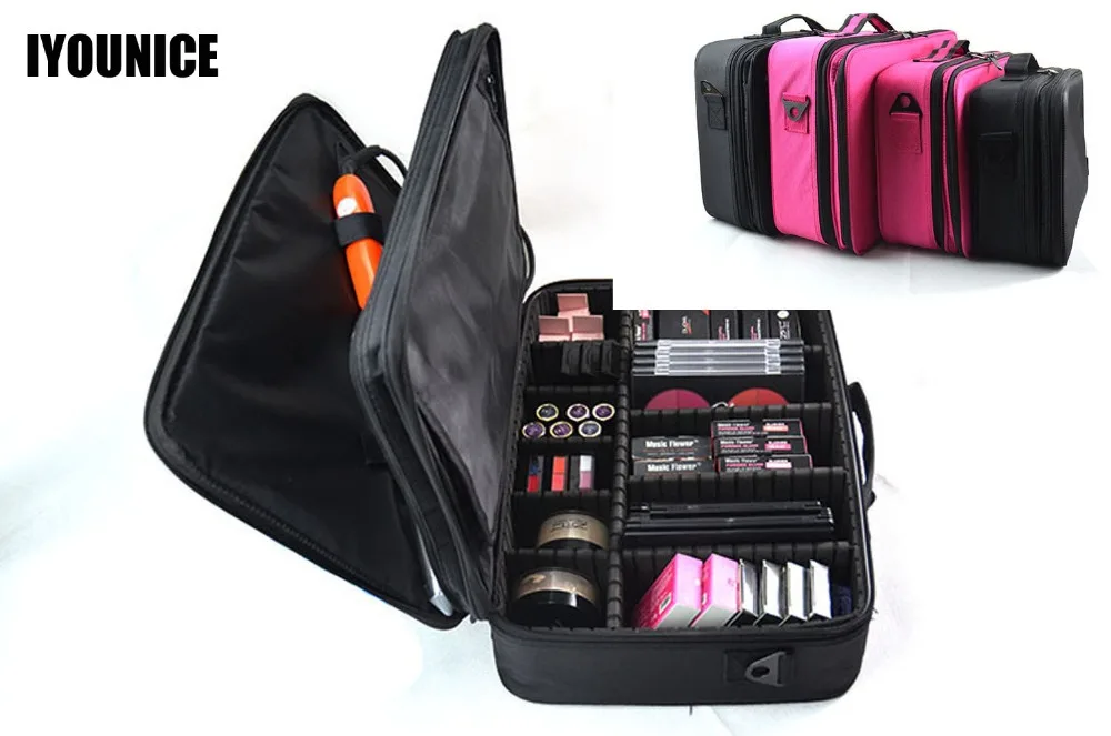 Multilayer Toolbox Suitcase Women Cosmetic Organizer Makeup Box Large three layer Bag