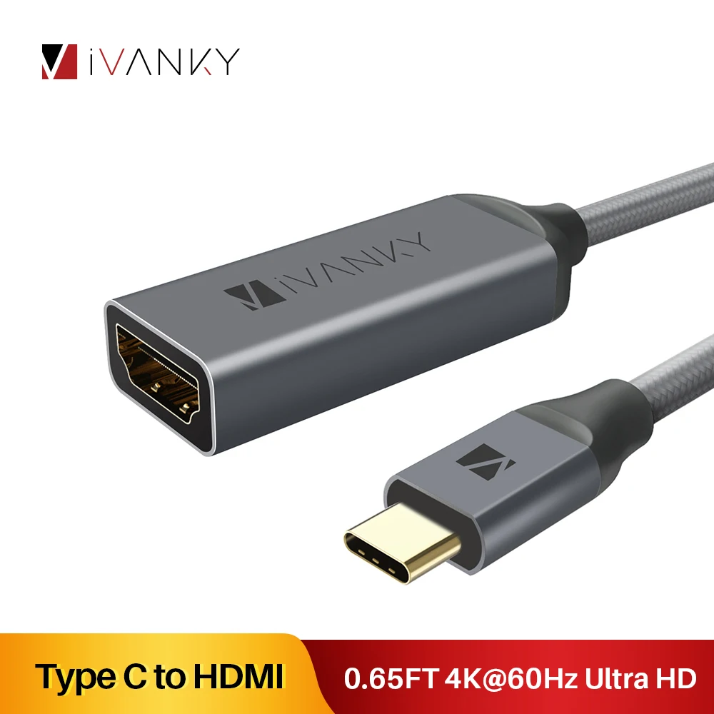 [Пожизненная гарантия] Адаптер iVANKY 4K @ 60Hz type C к HDMI для MacBook Air Thunderbolt USB Кабель