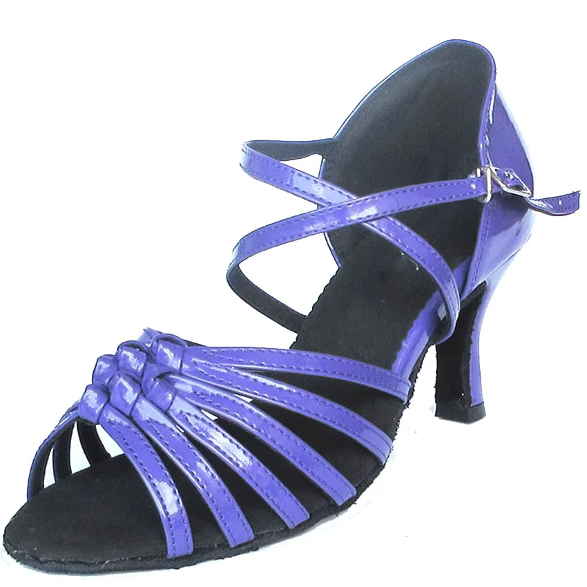 Elisha Dance Shoe 7.5cm Flare Heel Women’s Purple Open Toe Latin Salsa