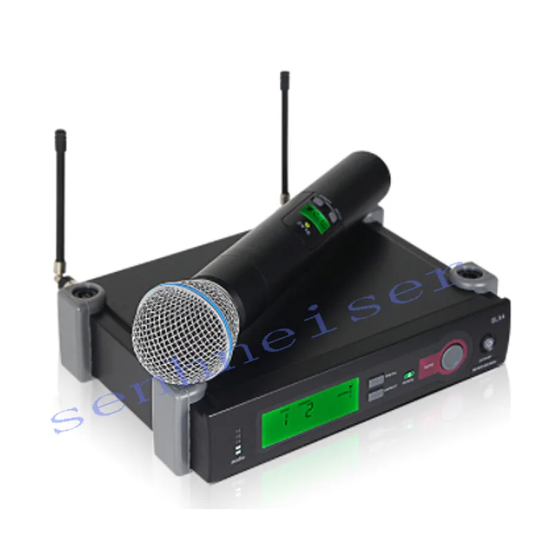 Профессиональный ручной беспроводной микрофон караоке UHF микрофон SLX24/Beta58 гарнитура микрофон высокое качество SLX4 SLX2 - Цвет: Черный