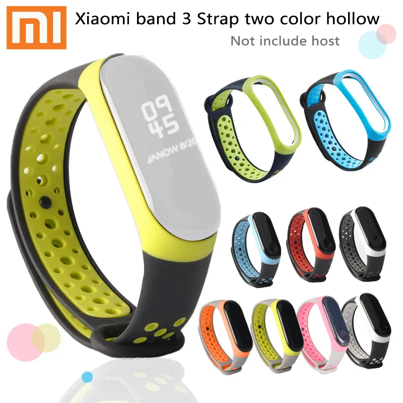 

For xiaomi band 3 strap mi band 3 Smart bracelet m3 plus Replacement straps xiaomi Wristbands two color Watchband Venting hole