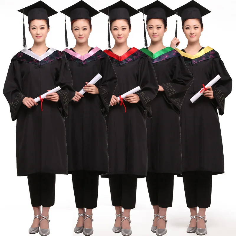 

School Uniform Academic Service Cap Wholesale Bachelors Degree Gown Tassel Hanging Cloth Dress University Graduates Bachelor