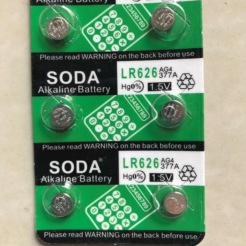 10 Pcs/lot Watch Battery AG4 LR626 377A 1.5V Alkaline Button Coin Cell Watch Batteries 6.8mm x 2.6mm for Watch Calculator Clock