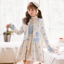 Милое голубое пальто принцессы в стиле Лолиты; яркие дождевые милые декоративные карманы; дизайн каждого однобортного воротника; японский дизайн; C16CD6185