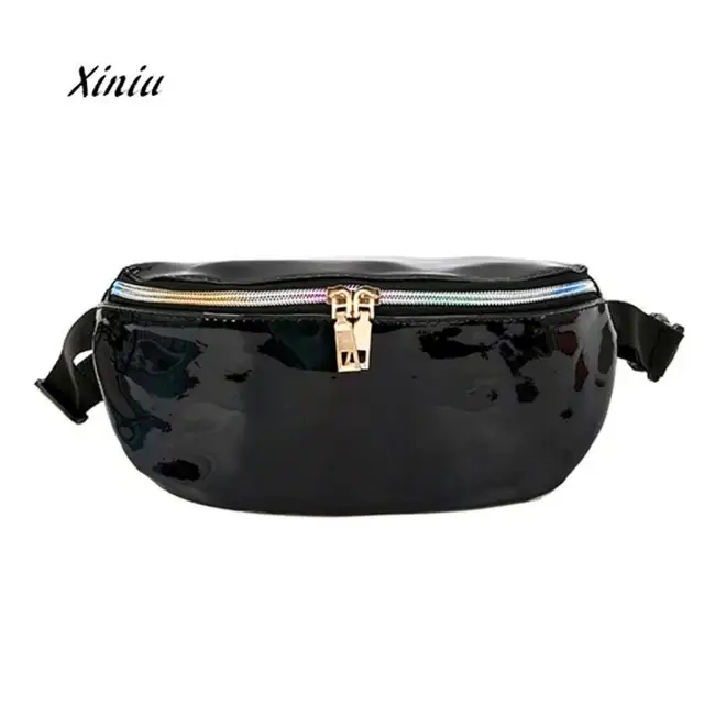 Women Chest Bag Fashion Laser Leather Messenger Shoulder Bag Female Double Zip Travel Chest Bags Large Capacity Money Packet