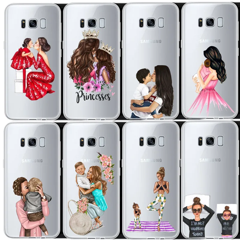 Модный чехол для Samsung Galaxy S7 S8 S6 S7EDGE S9 S9PLUS NOTE 7 8 9 с черными и коричневыми волосами