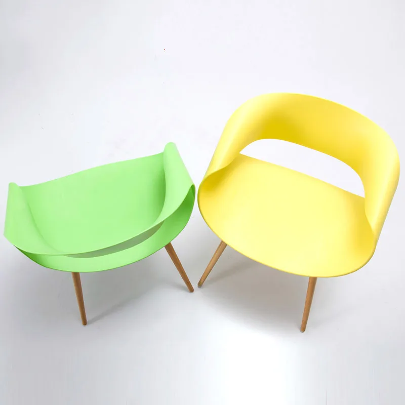 Simple Fashion Creative Leisure Chair Dinning Chair Party Afternoon Tea Bright Colorful Design Plastic Wooden Outdoor