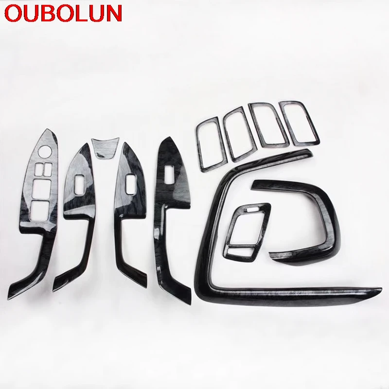 

OUBOLUN For Kia Optima K5 2011 to 2015 Black Wood Front Air Vent Steering Wheel Inner Door Handle Window Switch Interior Trim