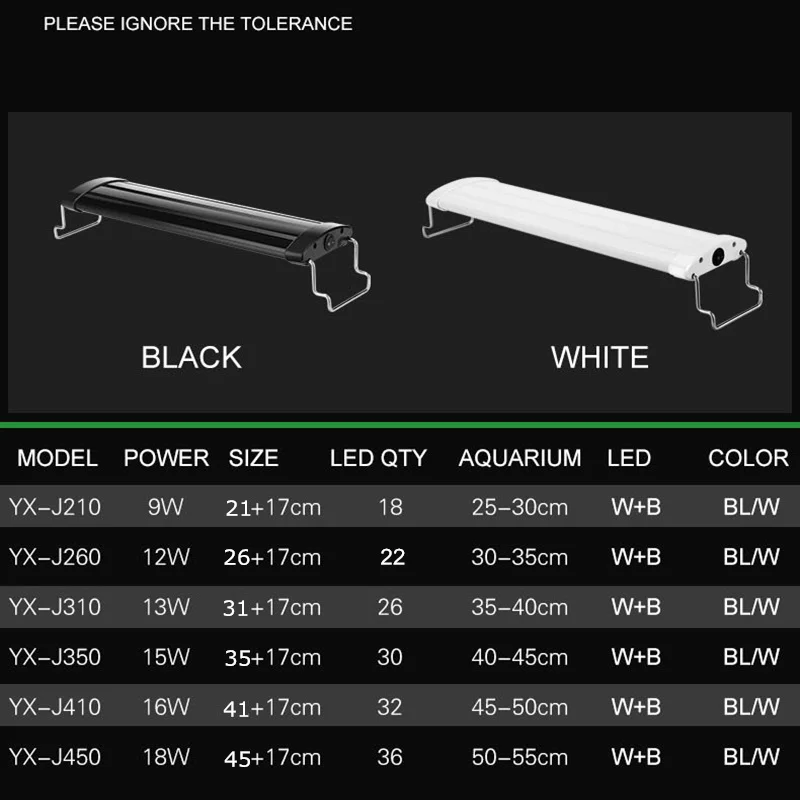 Аквариум для рыбок светильник ing установленный заподлицо 9 Вт/12 Вт/13 Вт/15 Вт/16 Вт/18 Вт Светодиодный светильник 21/26/31/35/41/45 см погружной светильник s с выдвижная кронштейны