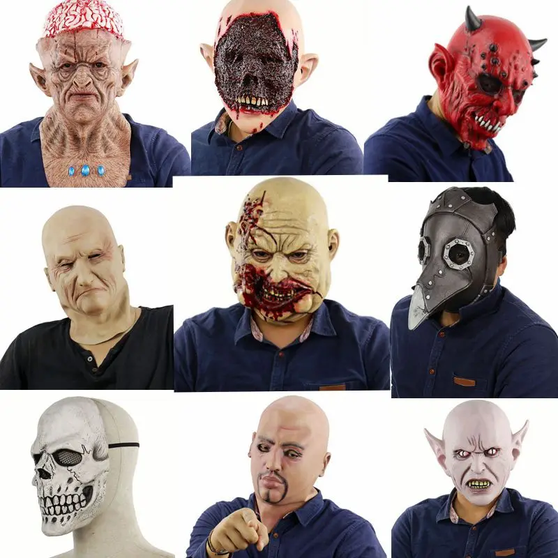 

Halloween Horror Mask Scared Party Haunted Dress Tool Escape Bloody Scary Head Cover Makeup Event Festive Accessories Decor