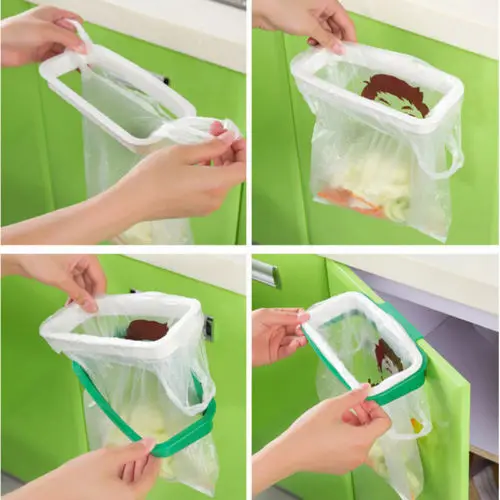 

Portable Plastic Door Garbage Trash Bag Box Can Rack Hanging Holder Kitchen Tool