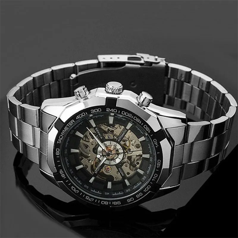 

Mens Luxury Mechanical Skeleton Watch Hand Wind Up Leather Strap Wristwatch #4613 Brand New High Quality Luxury Free Shipping