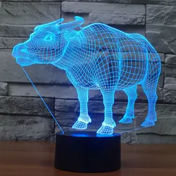 Яркие животных buffalo Формы Красочные night light 7 Изменение Цвета led motion ночник как подарок или домашнего декора