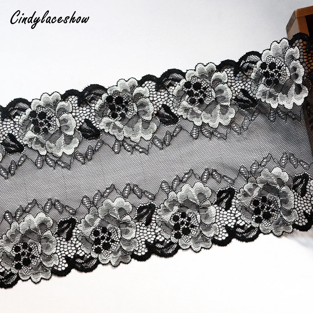 

17.5cm 2yds Double Color Nylon Elastic Lace Trim Underwear DIY Clothing Accessories Sewing Lace Applique French Net Lace Fabrics