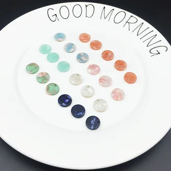 

10pcs/lot Fashion Colorful Acetic Acid Plate Round Charms 14mm Handmade Earrings Pendants Findings DIY Jewelry Making For Women