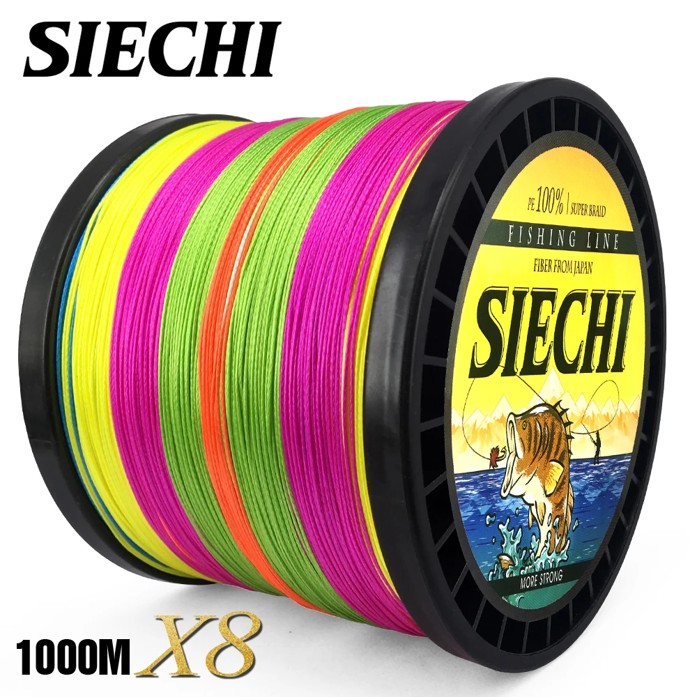 SIECHI 8 нитей, 4 нити, 1000 м, 500 м, 300 м, ПЭ плетеная рыболовная леска, пресноводная/морская, очень прочная