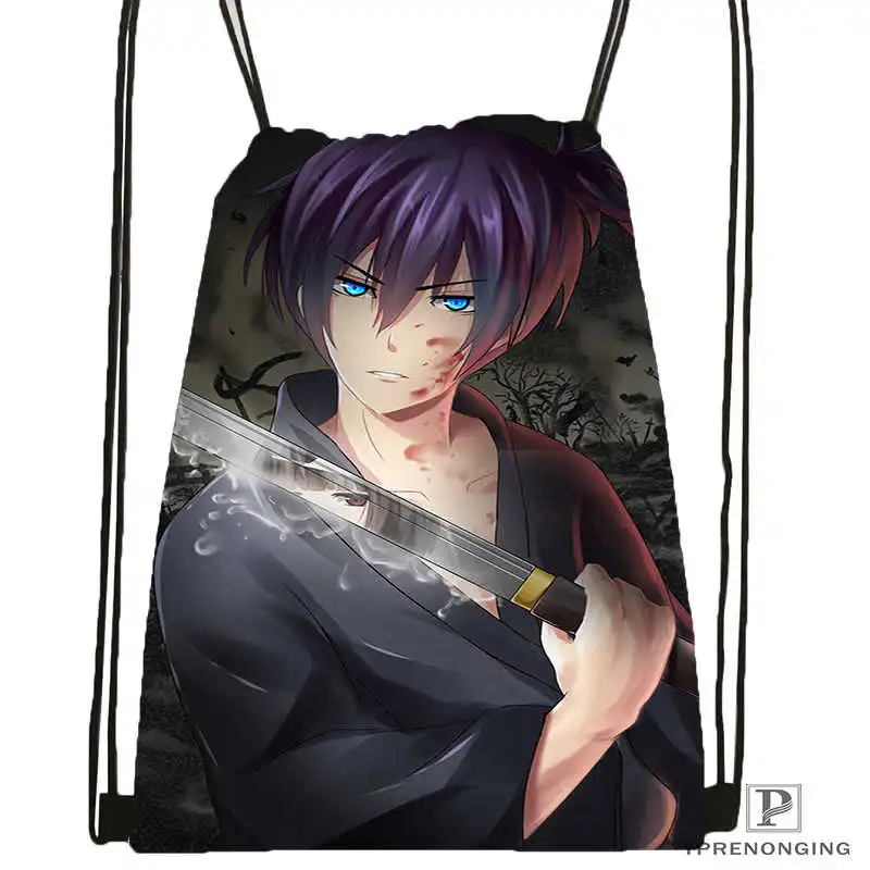 Drawstring Backpack На заказ Noragami Drawstring рюкзак сумка милый рюкзак дети ранец(черная спинка) 31x40 см#180531-02-39 - Цвет: Drawstring Backpack