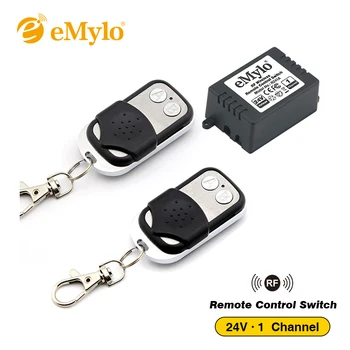 

eMylo RF DC 24V Wireless Learning Remote Control Light Switch 2X Black&White Transmitter 1 Channel Relay 433Mhz toggle switch
