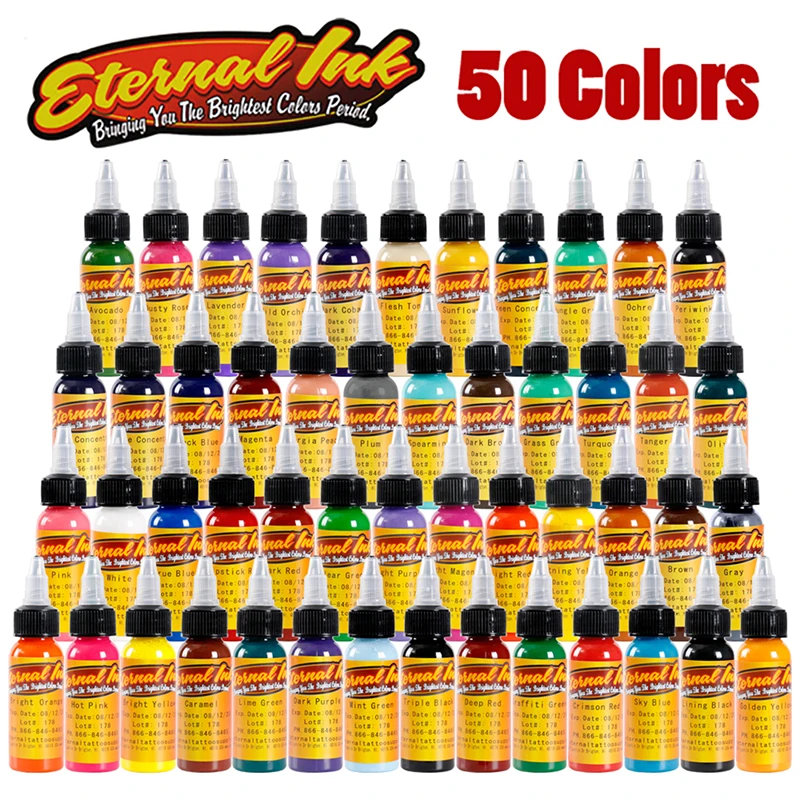 

50 color set Body Paint Tattoo Ink Set Permanent Makeup Coloring pigment Eyebrows Tattoo Paint Body Makeup Ink Tools