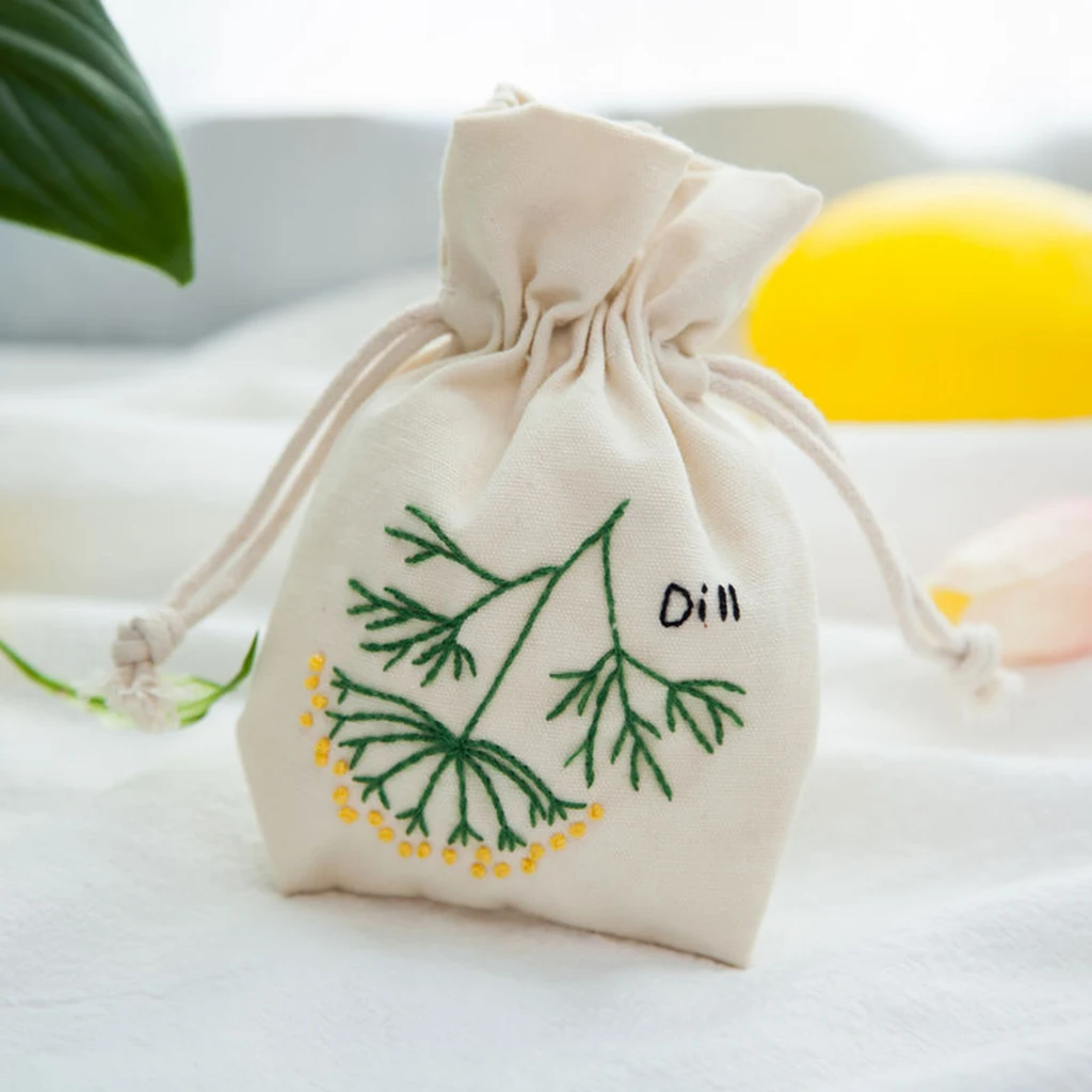 DIY Embroidery Cross Stitch Kit Pouch Canvas Drawstring Bag Handmade Needlework