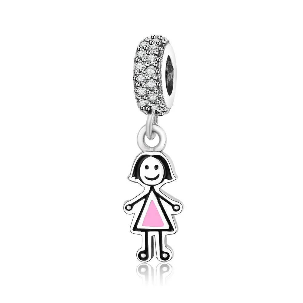 2018 New 100 925 Sterling Silver Couple Little Girl & Boy Pendant