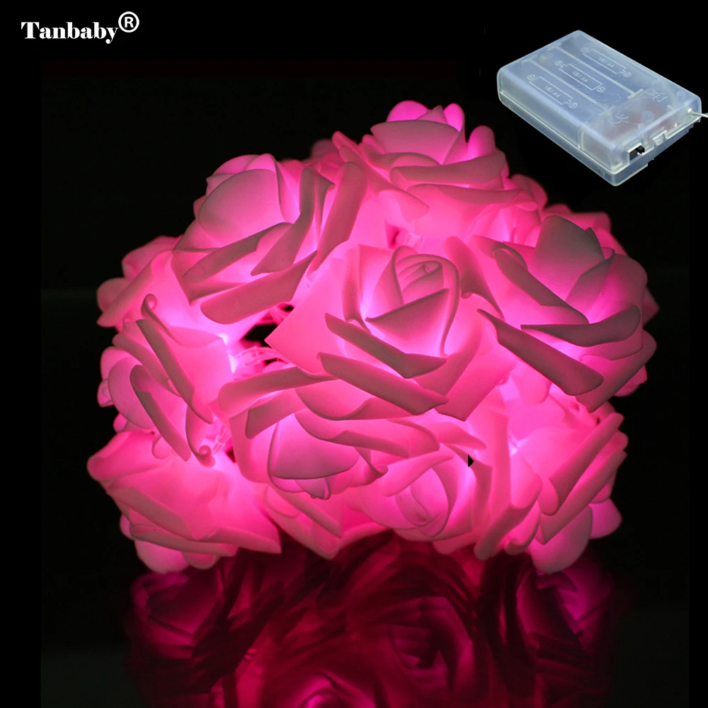 

Tanbaby 2M 20LED Rose LED String Lights Battery operated xmas garland Decoration Lightingfor Wedding Party Christmas festival