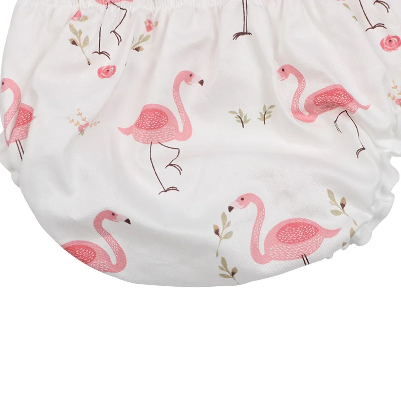 New Baby Girls White Flamingo Frilly Knickers Bloomers Toddler Floral Cotton Shorts Summer Soft Sun Clothing (11)