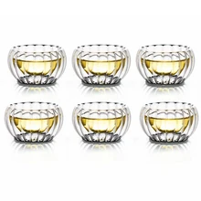 6 шт./компл. прозрачный Круглый чашки двойной стекло чашки тыквы форма кружка вертикальные полосы чашки воды C