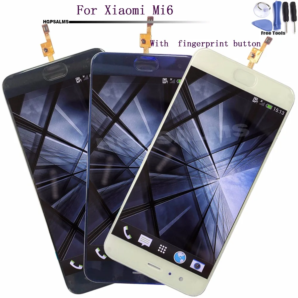 

For Xiaomi Mi 6 LCD Display Touch Screen Digitizer Panel Glass Sensor Assembly with fingerprint button For Xiaomi mi6 LCD