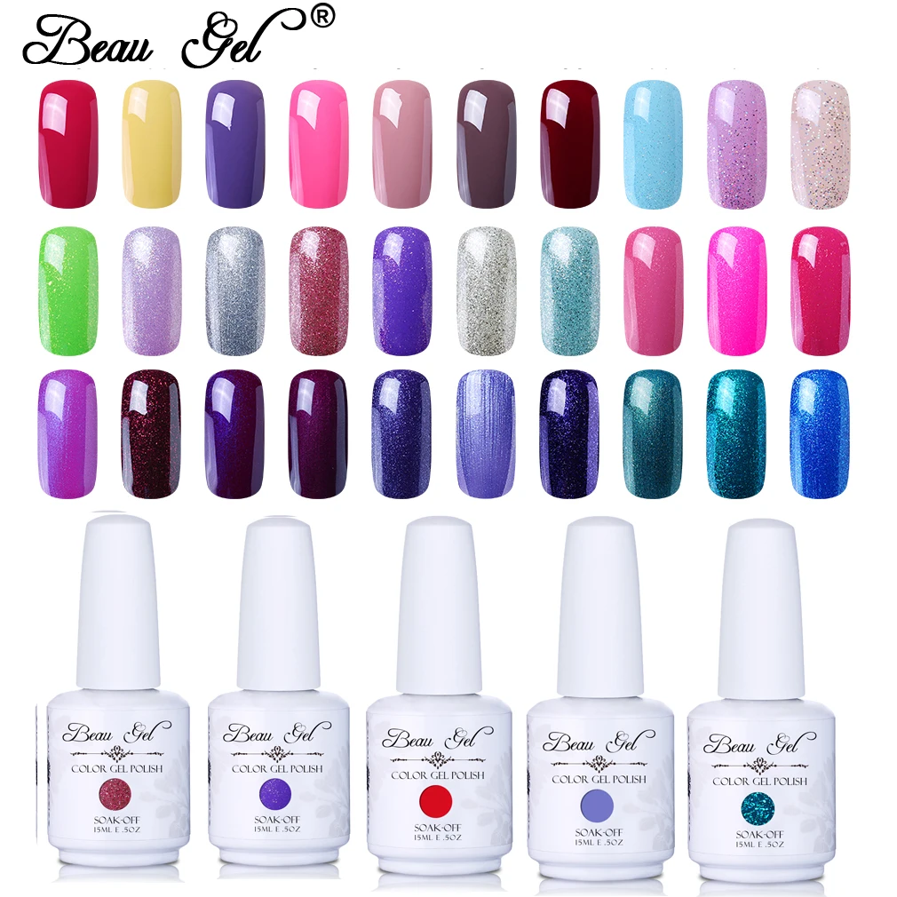 

Beau Gel 15ml Pure Color Gel Nail Polish Hybrid Gel Varnish Semi Permanent UV LED Nail Gel Polish Nail Art Lacquer 298 Colors