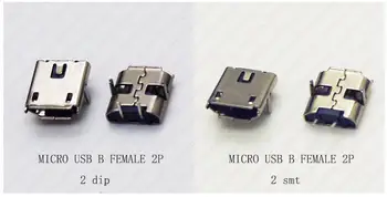 

300PCS PCS Micro USB 2Pin DIP & 2Pin SMT Socket Female Power Jack Connector For Phone Tail Charging Port