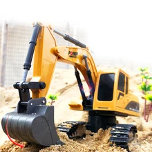 MagiDeal 1/24 масштаб экскаватор на дистанционном управлении литой автомобиль игрушечный экскаватор с USB зарядным кабелем передатчики для детей мальчиков