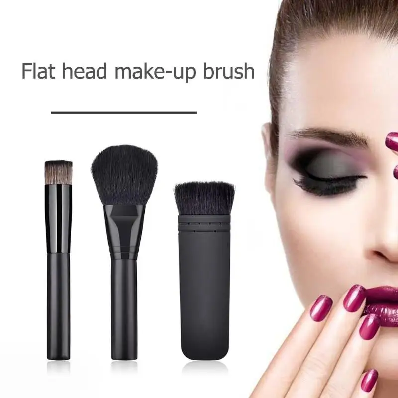 

3pcs Flat Head Blush Foundation Loose Powder Cosmetic Makeup Brushes Set full professional makeup christmas gift 2018 new style