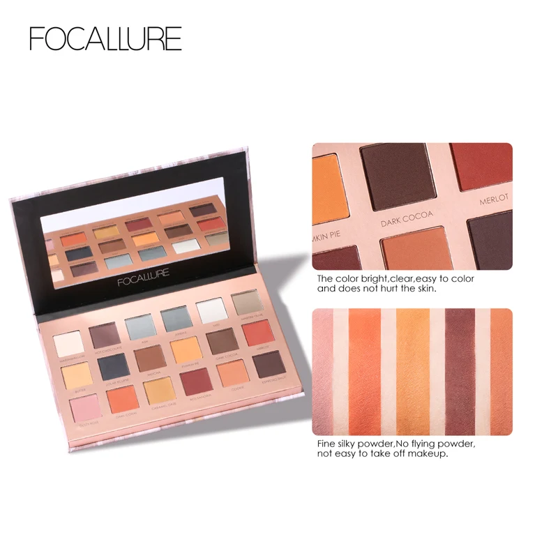 Goedkoop FOCALLURE Pure Matte Oogschaduw Palet Aarde Kleur Schaduwen 18 Kleuren Shades Palet Natural Eye Make Up