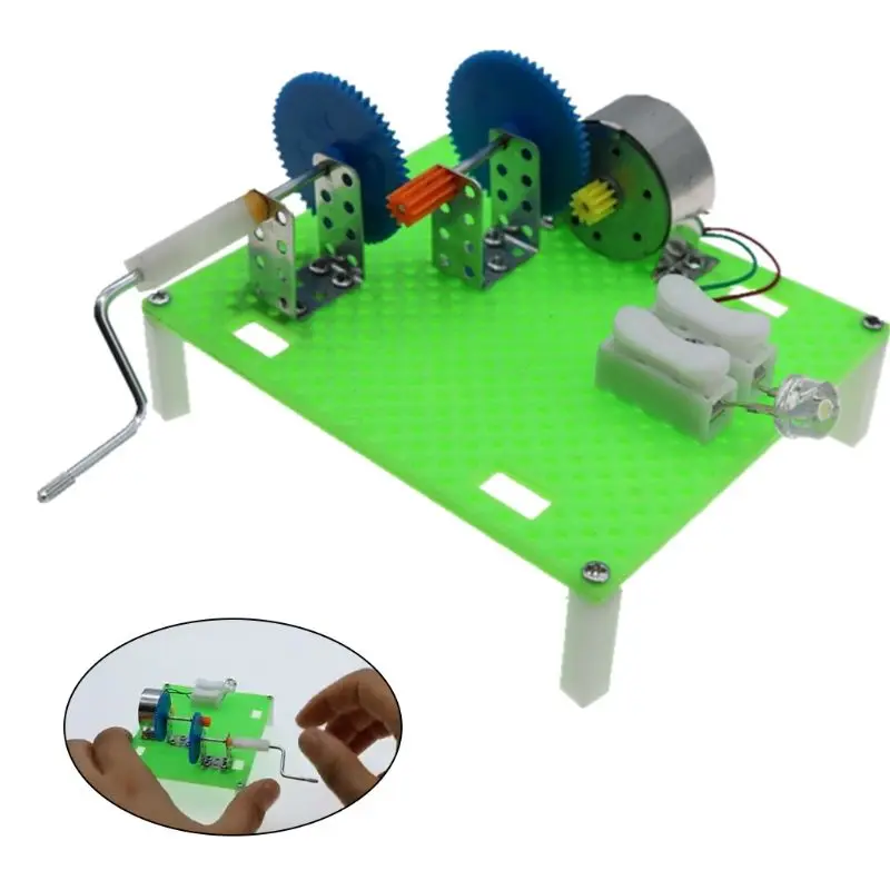  Creative DIY Science Hand Crank Generator Apparatus Kids Children Mounted Assembled Kits Teaching P - 4000018471596