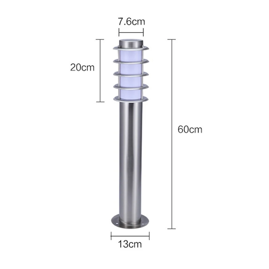 BEIAIDI E27 Outdoor Garden Lawn Light Waterproof Villa Park Pathway Pillar Lamp Stainless Steel Landscape Stand Pole Column Lamp