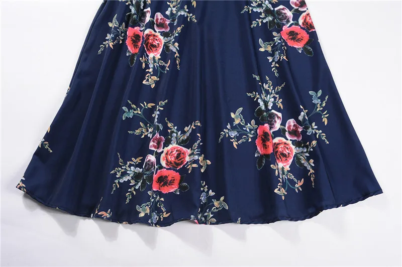 Kostlich New Arrival Summer Hepburn Vintage Dress O-Neck Floral Print Dresses Women Big Swing Dress Plus Size S-2XL With Sashes (6)