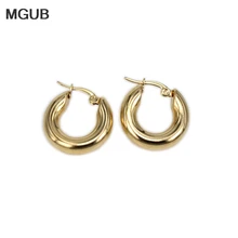 MGUB, новинка, 2 цвета, классические, 316L, нержавеющая сталь, популярные серьги, солидный вес, гладкие, 20-30 мм, серьги, тонкая полированная, гладкая, LH327