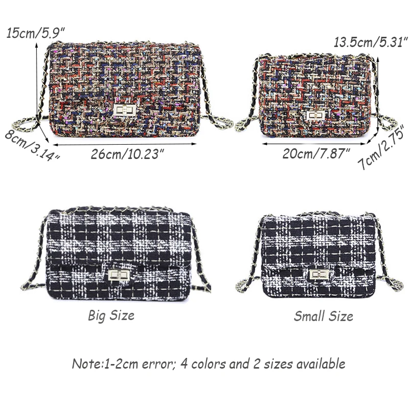 MTENLE Lattice Wool Women Crossbody Bag Luxury Handbags Designer Brand Ladies Bags Retro Shoulder Messenger Bags Female Chain F